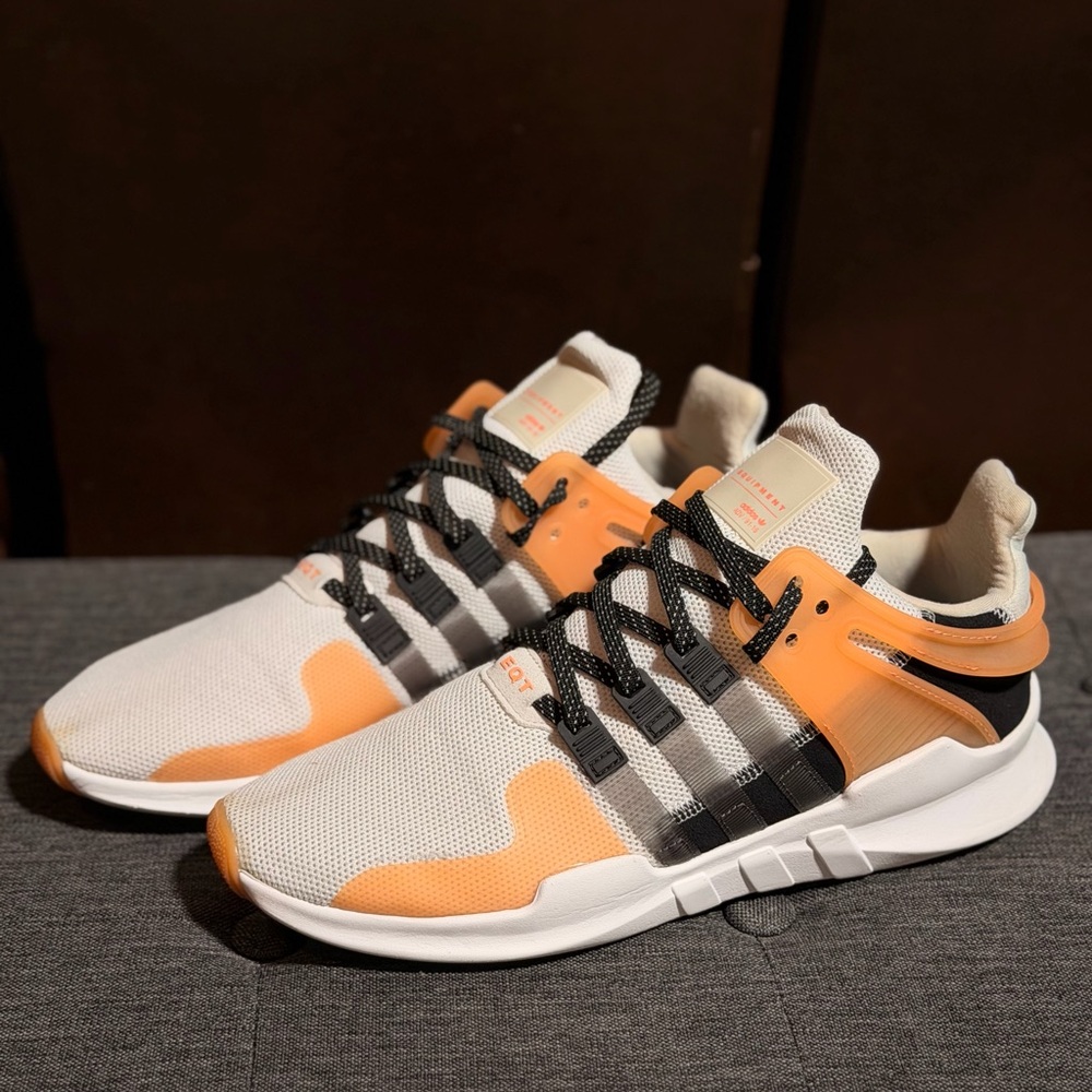 adidas EQT Support ADV Sneakers in White, Orange & Black
Size 10-1/2